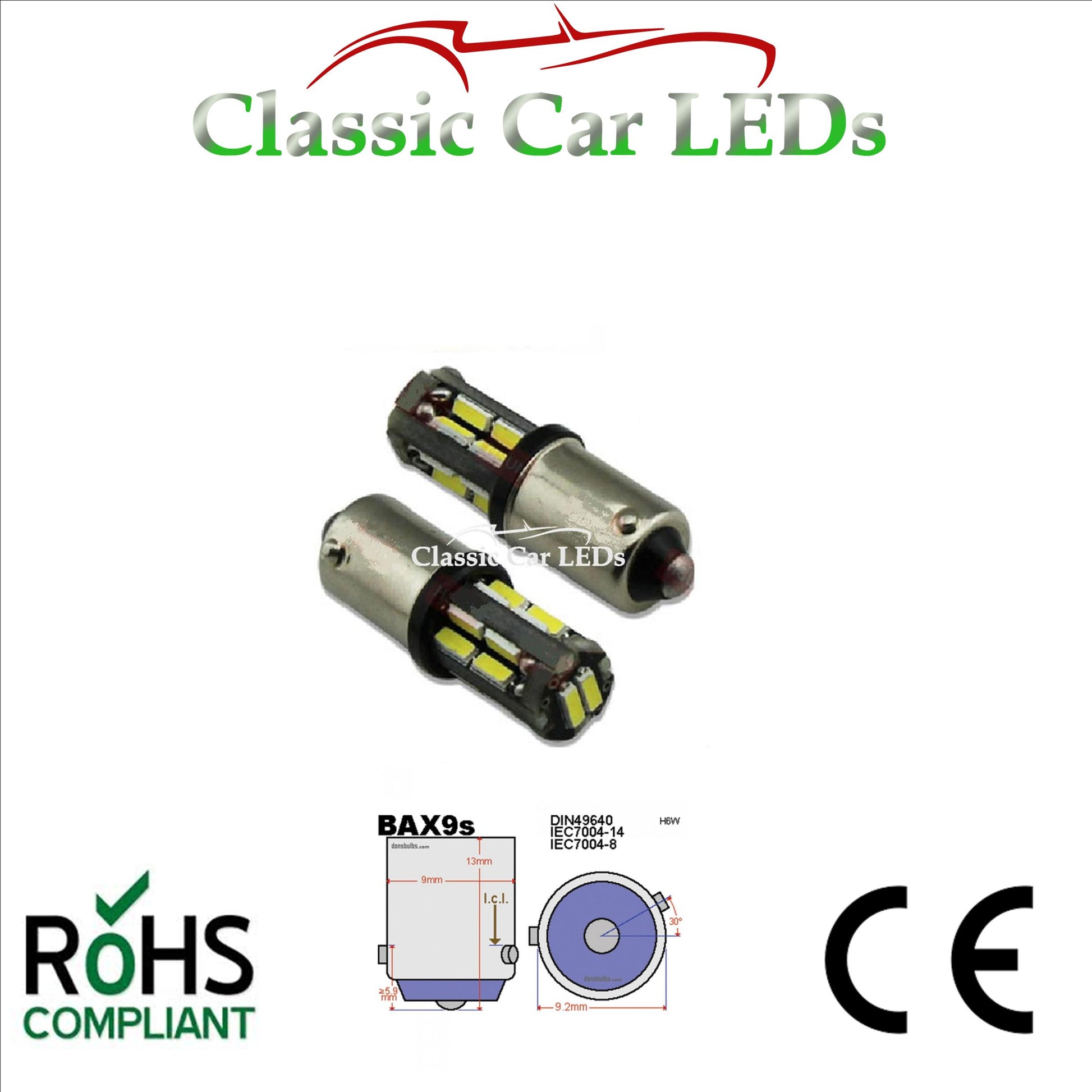 10x BA9S Car LED T4W H6W LED CANBUS COB 2LED Bulb Car Interior